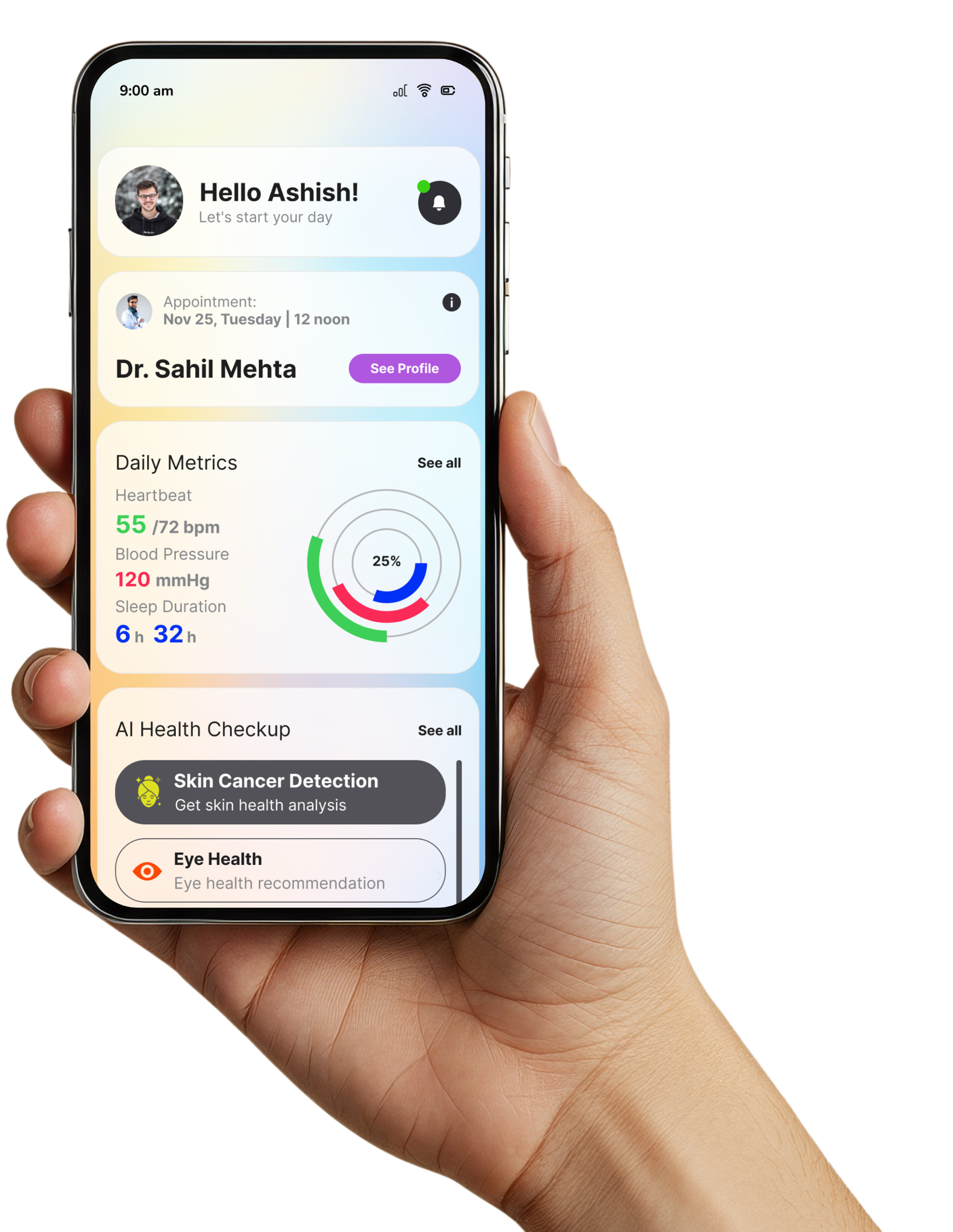 HealNova AI Health App Interface